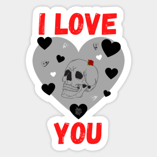 I love you skull, planchette and heart - Gothic Sticker